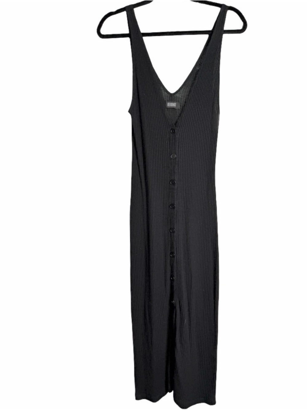Reformation women’s Medium black ribbed Knit Button Down Tank Maxi Dress